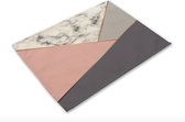 Placemat Tafelkleed Onderlegger | Decoratieve Placemats Katoen | 32x42 cm | Rechthoek | Geometrisch patroon | Roze