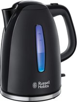 Russell Hobbs Textures + waterkoker, 1.7l, 2400W, LED-verlichting, snelkookfunctie, geoptimaliseerde schenktuit, verwijderbaar limoenfilter, zwarte theemaker 22591-70 [energieklass