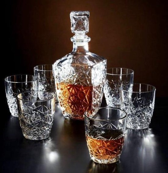 importeren Missend Tegenhanger Whiskey set met karaf en 6 whiskey glazen - karaf 780ml - 6 glazen x 260ml  - Whisky -... | bol.com