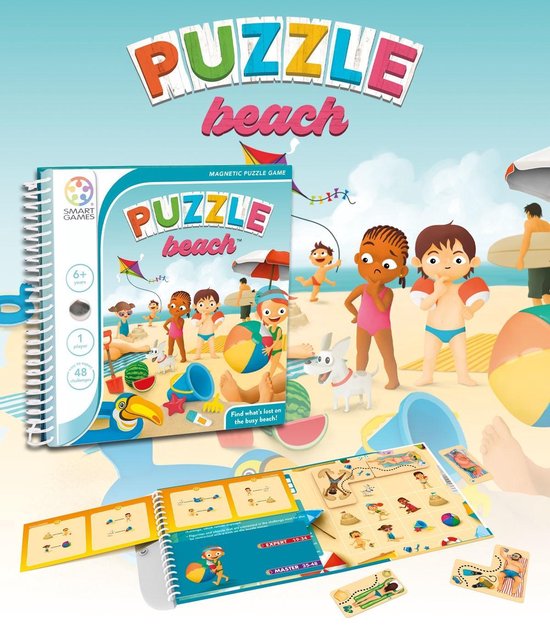 SmartGames - Puzzle Beach - Magnetische breinbreker - 48 uitdagingen - reisspel voor 1 speler - SmartGames
