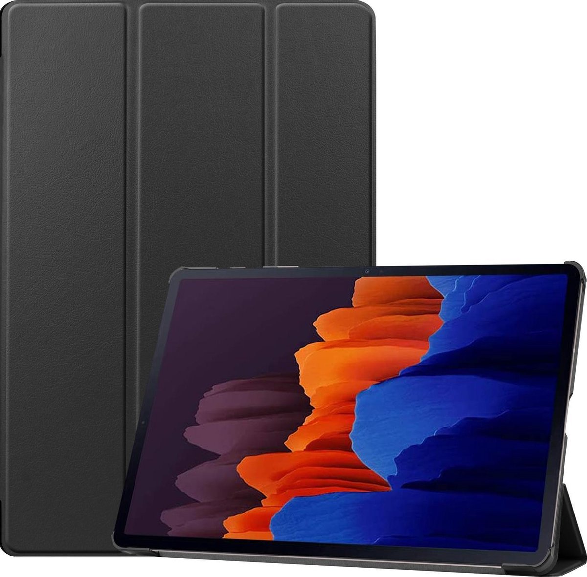 3-Vouw sleepcover hoes - Geschikt voor Samsung Galaxy Tab S7 Plus / Tab S8 Plus - Zwart