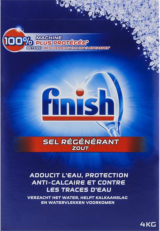 Finish sel lave-vaisselle boîte 4kg - sel lave-vaisselle + Finish - produit  de rinçage