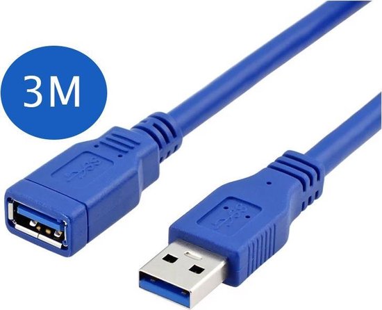 Pathologisch knoop Gevoelig voor Vues USB Verlengkabel 3.0 – USB Kabel – USB 3.0 - Male naar Female – 3  meter | bol.com