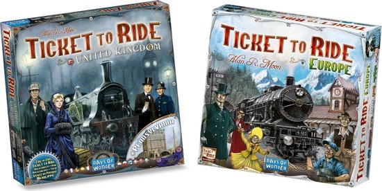 Afbeelding van het spel Ticket to Ride Spellenbundel - Bordspel -2 stuks- Europa (Basisspel) & Uitbreiding UK & Pennsylvania