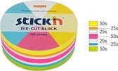 Stick'n cirkel memokubus - 67x67mm - verschillende kleuren - 250 ronde sticky notes