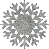 Sneeuwvlok vilt onderzetters  - Gemeleerd grijs - 6 stuks - ø 9,5 cm - Kerst onderzetter - Tafeldecoratie - Glas onderzetter - Woondecoratie - Tafelbescherming - Onderzetters voor