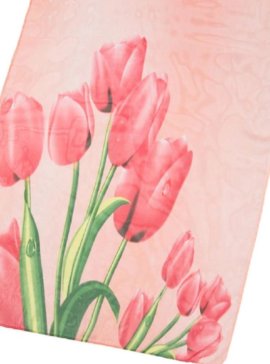 hobby Onderhoudbaar Vertellen Sjaal- Zalm roze- Tulpen- Shawl-140x 40 cm-Polyester-Charme Bijoux® |  bol.com