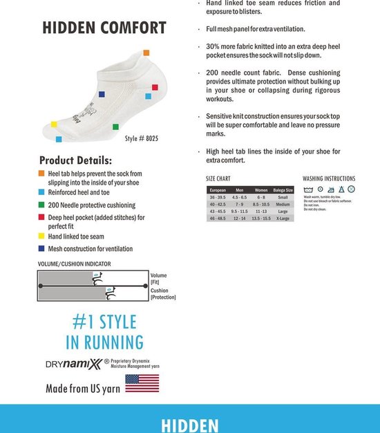 Balega Hidden Comfort Chaussettes de sport unisexe - Zwart - Taille S