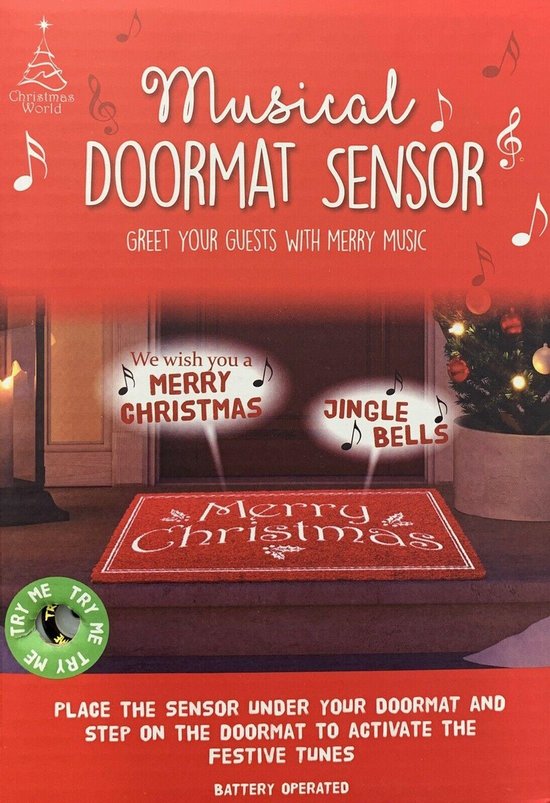 Kerst deurmat onderlegger met muziek/kerstmuziek - Ondermat muziek - christmas -... | bol.com