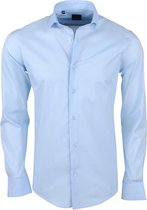 Marco Cassette - Heren Overhemd - Slim Fit / Stretch - Lichtblauw