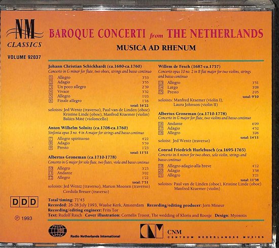 Baroque Concerti Form The Netherlands, Musica Ad Rhenum | CD (album) |  Muziek | bol.com