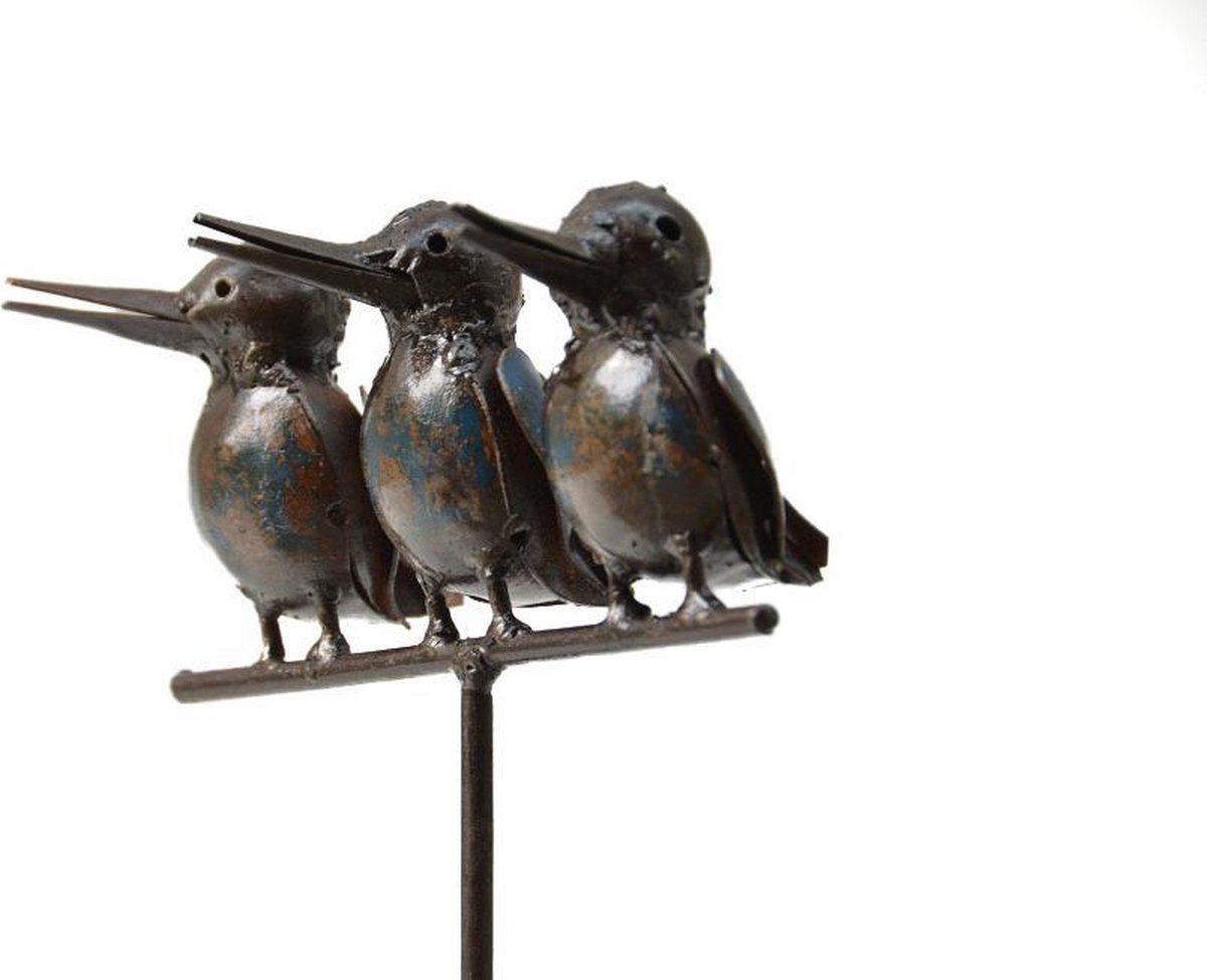 Martin Pêcheur en métal recyclé, Oiseau décoration jardin