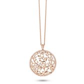 Velini Jewels-P6528R-925 Zilver Hanger+Ketting- Rose -gezet met Cubic Zirkonia-45+5cm verlengstuk