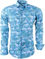 Ferlucci - Heren Overhemd - Bloemen - Calabria - Stretch - Groen