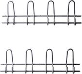 2x Luxe kapstokken / jashaken zwart met 4x dubbele brede haak - aluminium - 16,5 x 53 cm - kapstok/wandkapstokken/deurkapstokken