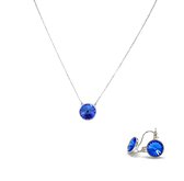 KAYEE - Sieradenset ketting en oorbellen - 12mm Swarovski rivoli - saffier blauw