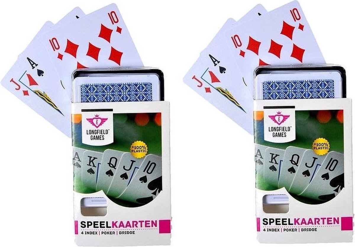 3x Speelkaarten plastic poker/bridge/kaartspel in bewaar box - Kaartspellen  -... | bol.com