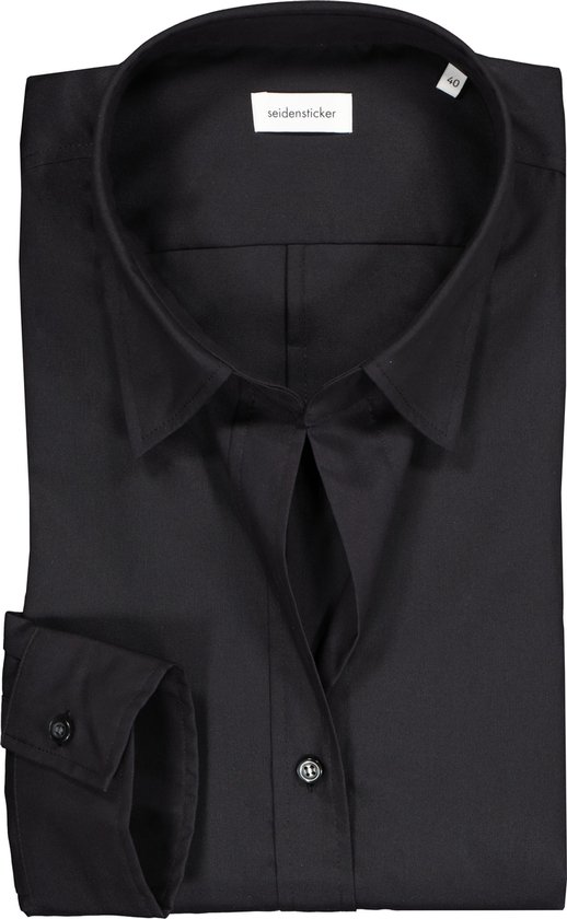 Seidensticker dames blouse slim fit - zwart - Maat: 48