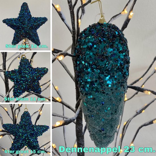 Consumeren heel veel Wakker worden Colmore kerstballen KERSTBOOM SET blauw groen glitter 4 stuks | bol.com