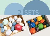 2 sets houten stapelblokken (32st)| Houten stapeltoren |Blokkenset | Blokkentoren |Blanceerblokken | Educatief speelgoed |Cadeau tip