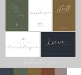 Ansichtkaart met envelop - A6 - 10x15cm - Wit Groen Blauw Goudkleurig - Kerstkaarten - Set - 5 stuks
