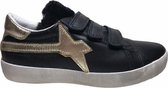 W6YZ gouden logo 3 velcro's lederen sneakers HOT-J zwart mt 39