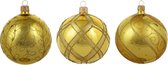 Stijlvolle Gouden Kerstballen met mooie Gouden Decoratie - Doosje van zes kerstballen van 8 cm