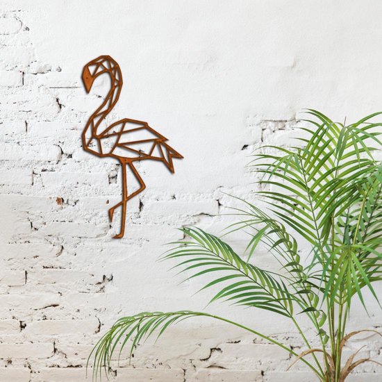 Cortenstaal Geometrische Flamingo | 70x40cm(lxb) | Kunst Van Staal | Flamingo | Cortenstaal Muurdecoratie | Dikte: 2mm | Roest | Cor-ten-staal | Roestkleurig | Tuindecoratie | Modern | Industrieel | Wall Art | Kunstvanstaal | Gratis Verzending
