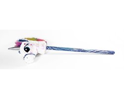 Product: JollyPluche - Stokpaard Glitter Wit - Met Geluid - Glitterpaard - 85 Centimeter - Witte Glitters, van het merk 
