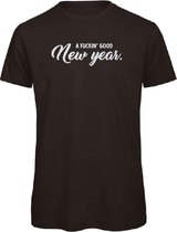 Kerst t-shirt zwart A fuckin' good new year - soBAD.