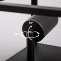Zwarte lampenkap met 90° en 360° verstelmogelijkheden.