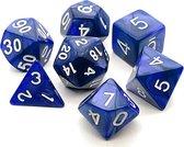 Polydice set 7 stuks - Polyhedral dobbelstenen set  | dungeons and dragons dnd dice| D&D  Pathfinder RPG| Blauw gemarmerd