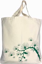 ANATURES Shopper Canvas Boodschappentas – Strandtas Biologisch Katoen – Tote bag XL – Tas met Eco print GREEN TREE