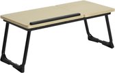 Evella Living - Laptopstandaard - Laptoptafel - Kantoor - Zwart - Beige - Metaal - Hout - 65-75,5x30x29