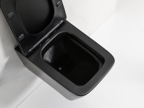 Mawialux hangend rimless toilet - zitting - Mat zwart Vierkant - | bol.com