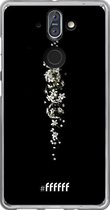 6F hoesje - geschikt voor Nokia 8 Sirocco -  Transparant TPU Case - White flowers in the dark #ffffff