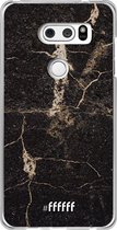 LG V30 (2017) Hoesje Transparant TPU Case - Dark Golden Marble #ffffff