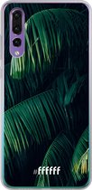 Huawei P30 Hoesje Transparant TPU Case - Palm Leaves Dark #ffffff