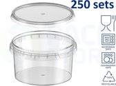 Récipients en plastique ronds ø118mm (480 ml) - Transparent avec couvercle - 250 pièces