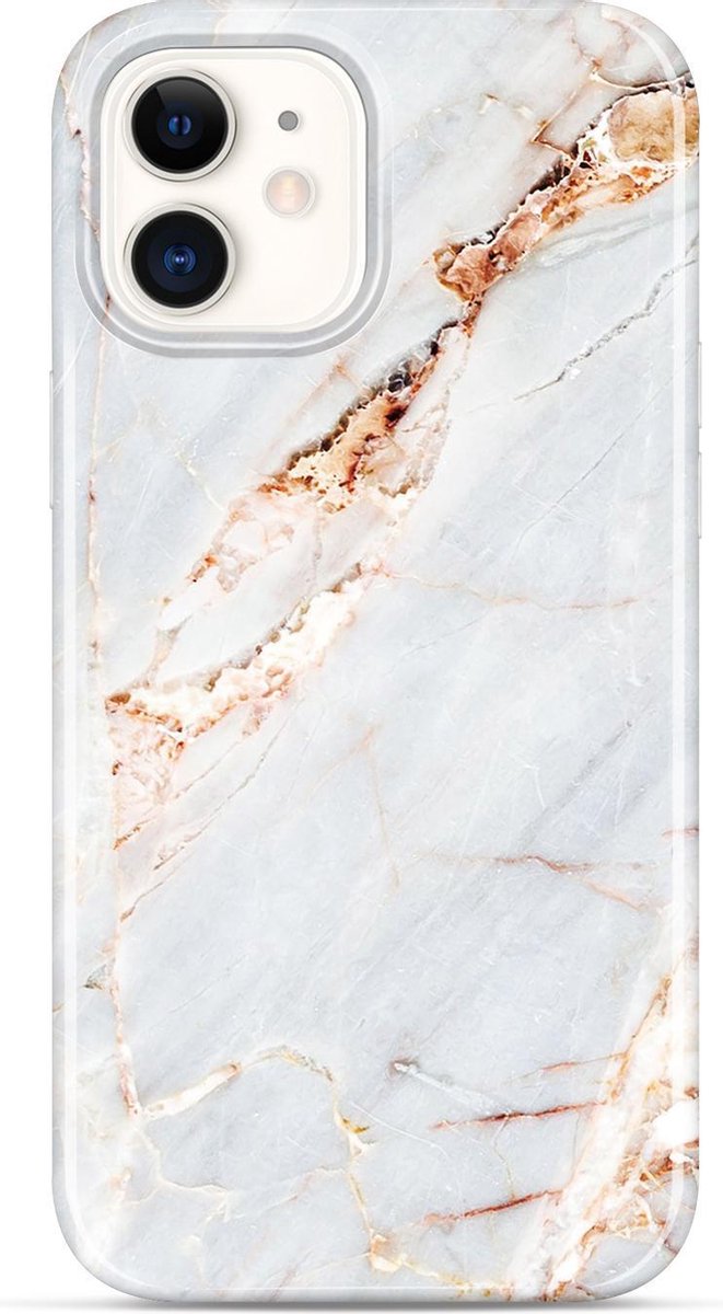 YONO Hoesje geschikt voor iPhone 12 / Pro – Siliconen Case Marmer Design – Wit
