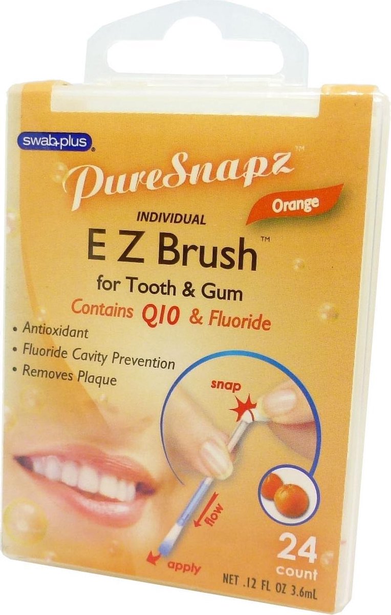 SwabPlus Pure Snaps EZ Brush Orange - Borstelreiniging fluoride van de tandenborstel