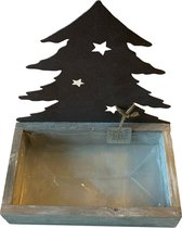 Kerstboom plantenbakje - Hout / Metaal - h 24 cm