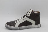 Romganoli 9840 Grijze enkelhoge sneaker met witte strepen- maat 40