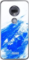 Motorola Moto G7 Hoesje Transparant TPU Case - Blue Brush Stroke #ffffff