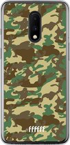 OnePlus 7 Hoesje Transparant TPU Case - Jungle Camouflage #ffffff
