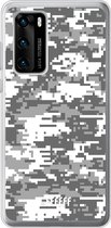 Huawei P40 Hoesje Transparant TPU Case - Snow Camouflage #ffffff