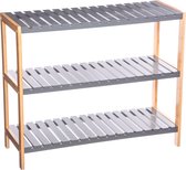 4goodz 3-laags Bamboe Schoenenrek 26x70x58,5 cm - Grijs/Bruin