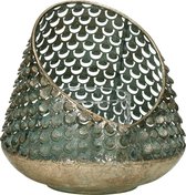 Theelichthouder van het merk Pomax in metaal en glas - diameter 16cm - hoogte 15,5cm