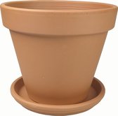 Plantenwinkel Terracotta pot met schotel 50 cm mono set bloempot voor binnen en buiten