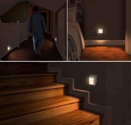 Peerlights 2 x veilleuse LED plug-in / socket-night light avec capteur jour / nuit - LED plug-in - Veilleuse - lumière chaude - dimmable - Pour la chambre bébé / enfant